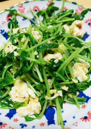 豆苗と卵のごま油炒め-レシピのメイン写真