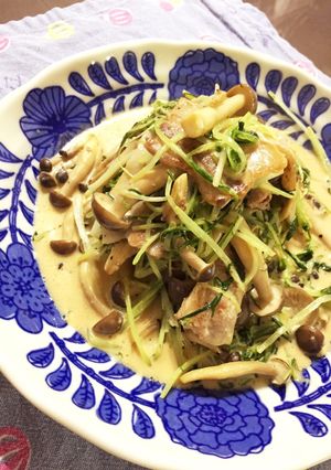 簡単! 水菜と豚バラのクリームチーズ和え-レシピのメイン写真