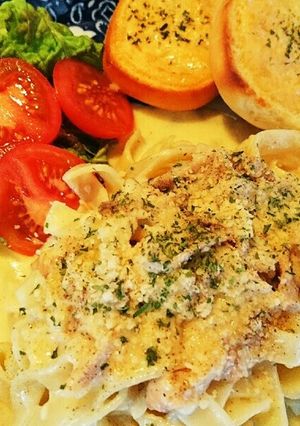ロティサリーチキンのチーズソースパスタ-レシピのメイン写真