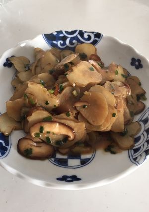 ヤーコンと椎茸のポン酢炒め-レシピのメイン写真