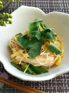 榎茸と卵とビーフンの和風サラダ-レシピのメイン写真