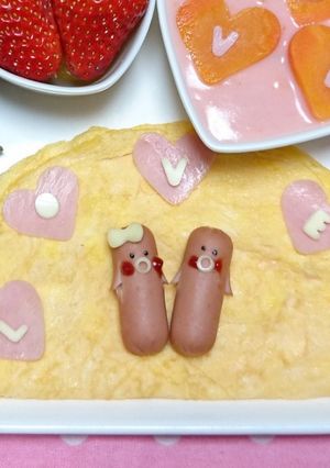 ぶきっちょさんのオムレツとウインさん♡-レシピのメイン写真