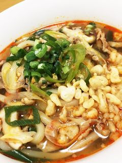 あったまる☆食べるラー油で豚ネギうどん-レシピのメイン写真