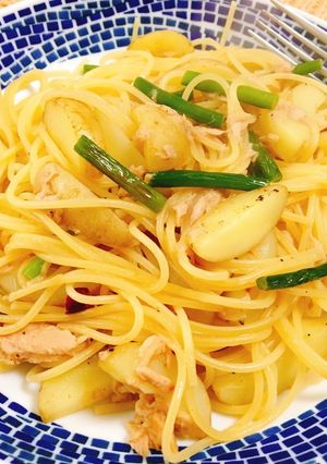 ニンニクの芽とポテトのペペロンチーノ-レシピのメイン写真