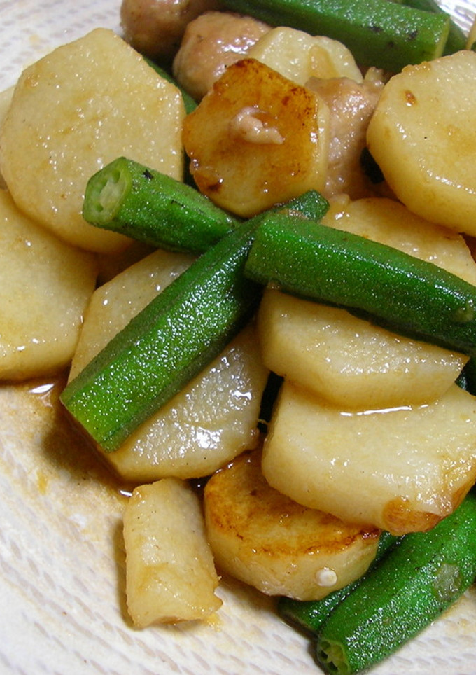 鶏団子と長芋とオクラの照焼き-レシピのメイン写真