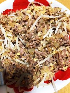 簡単。時短ひき肉ともやしの甘辛炒め-レシピのメイン写真