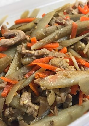 【作り置き】細切り肉入りきんぴらごぼう-レシピのメイン写真
