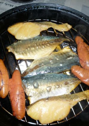 長谷燻鍋であじ+生タラ+たらこの燻製-レシピのメイン写真