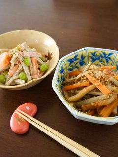 一度で2品⭐︎きんぴらごぼう&ごぼうサラダ-レシピのメイン写真