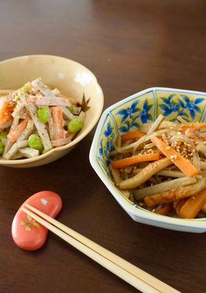 一度で2品⭐︎きんぴらごぼう&ごぼうサラダ-レシピのメイン写真