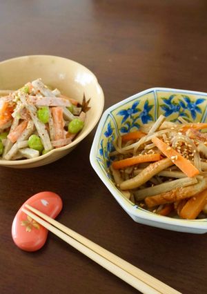 一度で2品⭐︎きんぴらごぼう&ごぼうサラダ-レシピのメイン写真