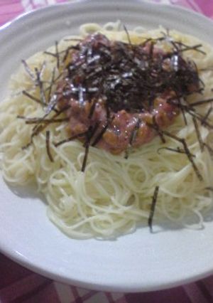簡単！！練り梅と納豆のパスタ-レシピのメイン写真