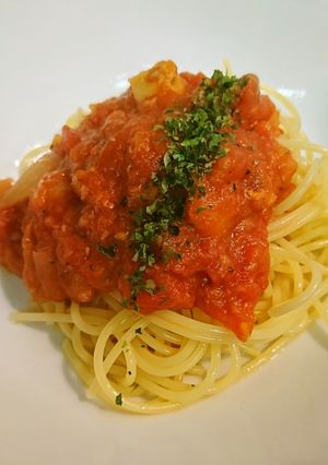 サバ水煮トマトパスタ-レシピのメイン写真