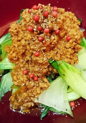 電子レンジで簡単ふわふわ肉味噌チンゲン菜-レシピのメイン写真
