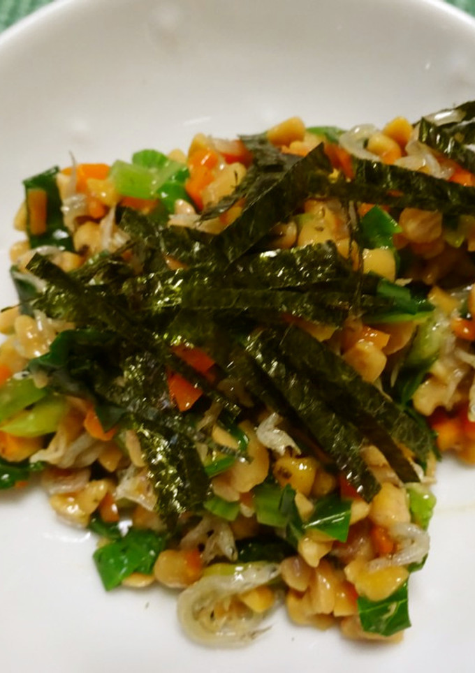 保育所で人気！野菜としらすの納豆和え-レシピのメイン写真