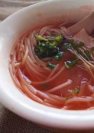 ２度ゆでなしで簡単☆彡素麺のトマトスープ-レシピのメイン写真