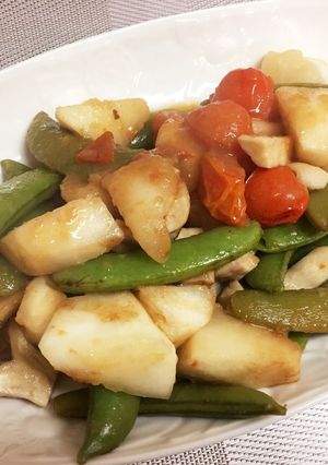 かぶとスナップえんどうのバタポン炒め-レシピのメイン写真