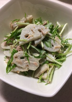 レンコンと水菜とツナのサラダ-レシピのメイン写真