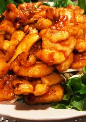 胸肉とエリンギのチリソース(エビチリ風)-レシピのメイン写真