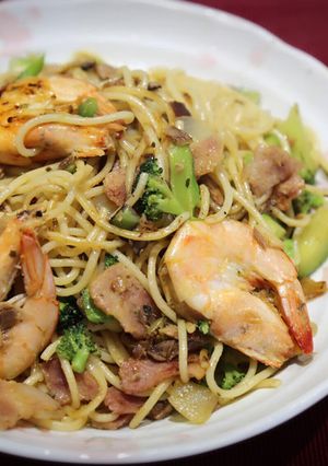 ベーコン＊海鮮と野菜もりもりパスタ-レシピのメイン写真