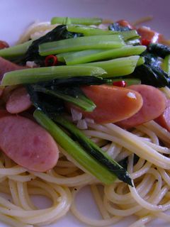 小松菜&ウインナーのペペロンチーノ♡-レシピのメイン写真