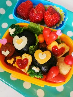 ⭐簡単デコ弁⭐バレンタインのハート弁当-レシピのメイン写真