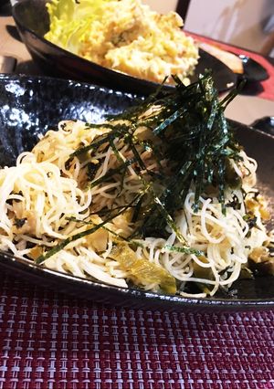 残った素麺で簡単！高菜明太子炒め〜-レシピのメイン写真