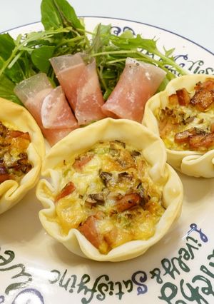 餃子の皮で★春キャベツとキノコのキッシュ-レシピのメイン写真