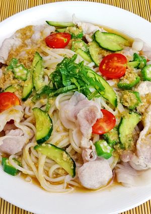 夏野菜の冷しごま味噌麺-レシピのメイン写真