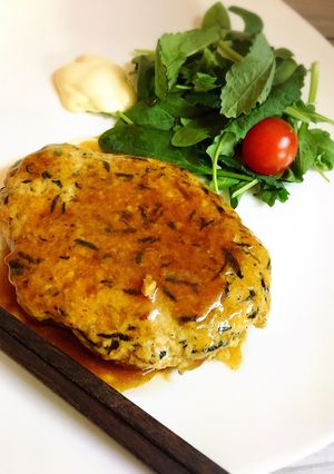 簡単★ひじきと葱の鶏挽肉照焼つくねバーグ-レシピのメイン写真