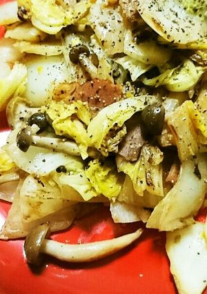 白菜としめじのゆず胡椒マヨネーズ炒め-レシピのメイン写真