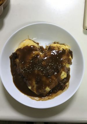 バターライスでハートのデミオムライス-レシピのメイン写真