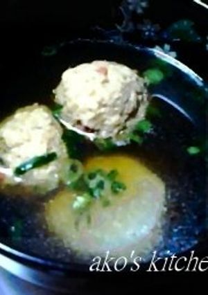 ゆず風味ふわふわとり団子と里芋のスープ-レシピのメイン写真