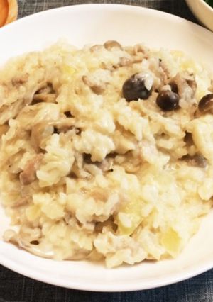 豚肉としめじのボルチーニクリームリゾット-レシピのメイン写真