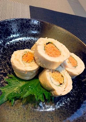 簡単レンチン！ささみ明太大葉巻き-レシピのメイン写真