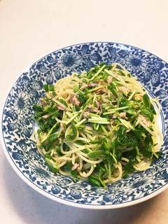 5分で完成、ツナと豆苗のパスタ-レシピのメイン写真