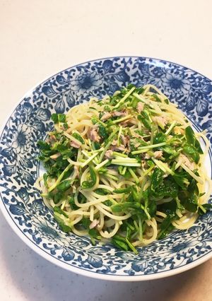5分で完成、ツナと豆苗のパスタ-レシピのメイン写真