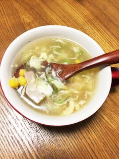 ベーコンとコーンの卵とじ中華スープ-レシピのメイン写真