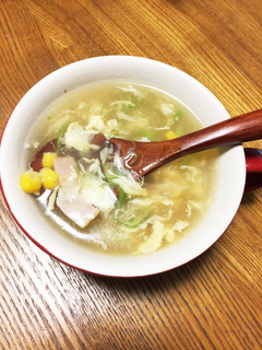 ベーコンとコーンの卵とじ中華スープ-レシピのメイン写真