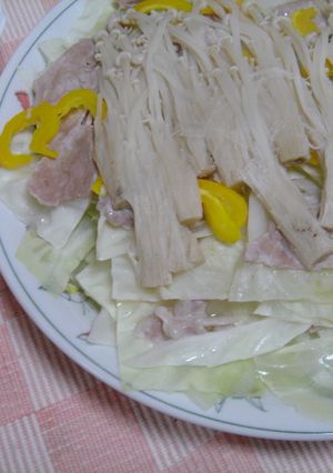 豚肉とキャベツの重ねレンジ蒸し-レシピのメイン写真