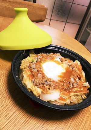 〜タジン鍋〜ひき肉と白菜のピリ辛味噌！-レシピのメイン写真