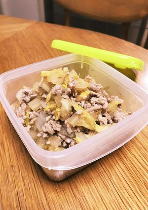 ご飯のお供♪ひき肉とたっぷり白菜炒め！-レシピのメイン写真