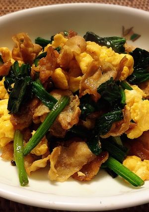 ほうれん草と豚肉と卵の炒め物-レシピのメイン写真