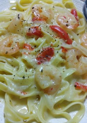 エビとパプリカのクリームパスタ♪-レシピのメイン写真