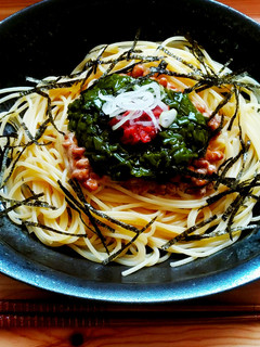 春の味☆ねばねば生めかぶと納豆のパスタ-レシピのメイン写真