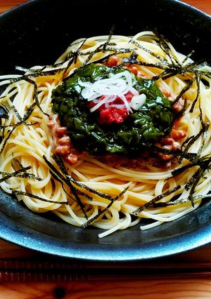 春の味☆ねばねば生めかぶと納豆のパスタ-レシピのメイン写真