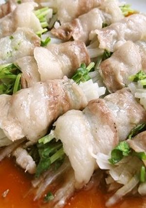 豆苗と大根の豚巻き。ポン酢ずぶずぶで。-レシピのメイン写真