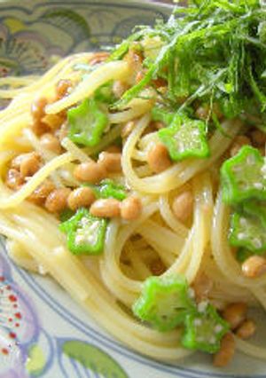 ねばねばコンビの梅風味パスタ-レシピのメイン写真