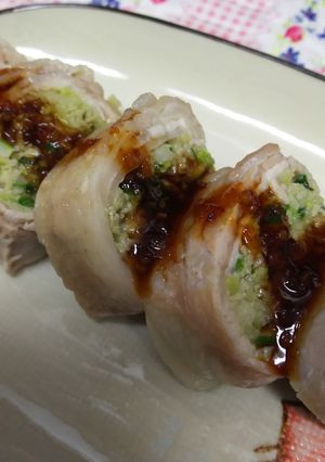 餃子のたねの肉巻ロール†リメイク-レシピのメイン写真