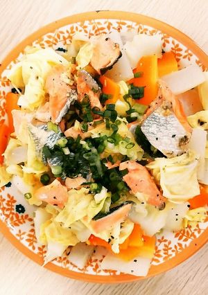 塩鮭とキャベツの蒸し焼き　ごま味噌風味-レシピのメイン写真